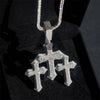 Hip hop jewelry featuring Three Cross Pendant with Iced Out Moissanite Diamonds that Pass Diamond Tester0