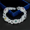 Iced Out 925 Sterling Silver 15MM Evil Eye Cuban Link Moissanite Bracelet Hip Hop Jewelry with Color Moissanite1