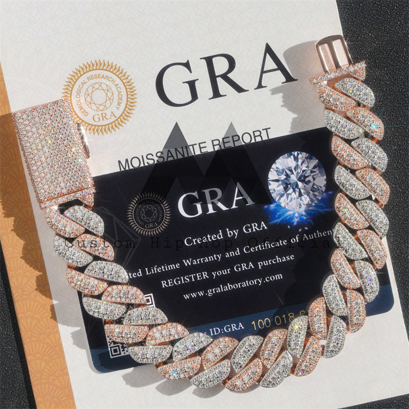 Luxurious 18MM Rose Gold Cuban Link Bracelet with VVS Moissanite Diamonds4