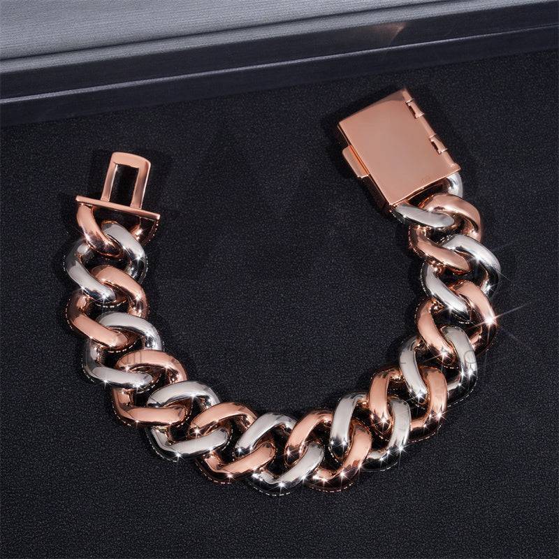 Hip hop jewelry featuring Three Rows Men Bracelet Hip Hop 20MM Iced Out Moissanite Cuban Link Bracelet