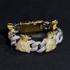 Yellow Gold Two Tone Silver 925 Moissanite Iced Out Hip Hop 15MM Cuban Bracelet Mix Money Bag Charms