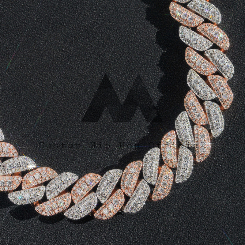 Luxurious 18MM Rose Gold Cuban Link Bracelet with VVS Moissanite Diamonds1