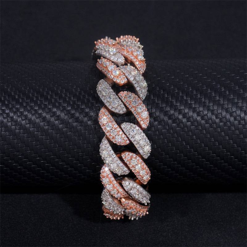 Hip hop jewelry featuring Three Rows Men Bracelet Hip Hop 20MM Iced Out Moissanite Cuban Link Bracelet