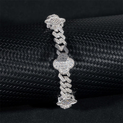 Iced Out Pass Diamond Tester Moissanite 10MM Clover Cuban Bracelet 925 Silver Iced Out For Men