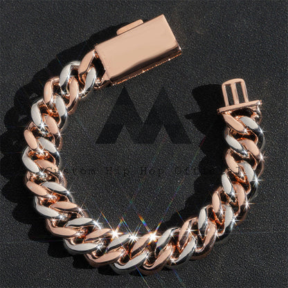 Luxurious 18MM Rose Gold Cuban Link Bracelet with VVS Moissanite Diamonds5