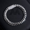 Solid Silver 925 Plain Cuban Link Bracelet 8MM With Moissanite Lock