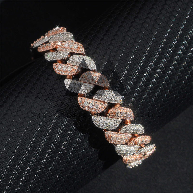 Luxurious 18MM Rose Gold Cuban Link Bracelet with VVS Moissanite Diamonds2