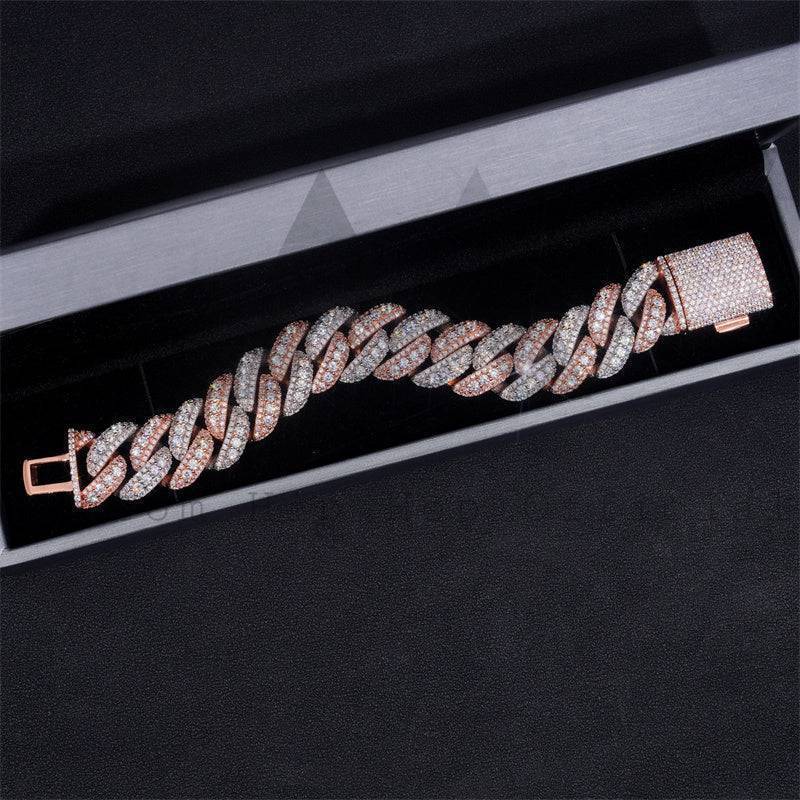 Hip hop jewelry featuring Three Rows Men Bracelet Hip Hop 20MM Iced Out Moissanite Cuban Link Bracelet