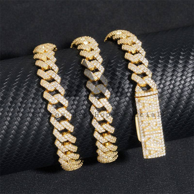 Hip hop jewelry featuring 10MM double link iced out Moissanite Cuban chain necklace with name on lock for rappers1