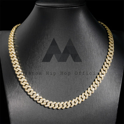 Rapper Jewelry Hip Hop 10MM Link Duplo Iced Out Moissanite Link Colar de corrente cubana com nome no bloqueio