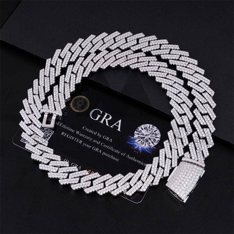 Sterling Silver 925 13MM Double Link Iced Out VVS Moissanite Cuban Link Chain Necklace hip hop jewelry0