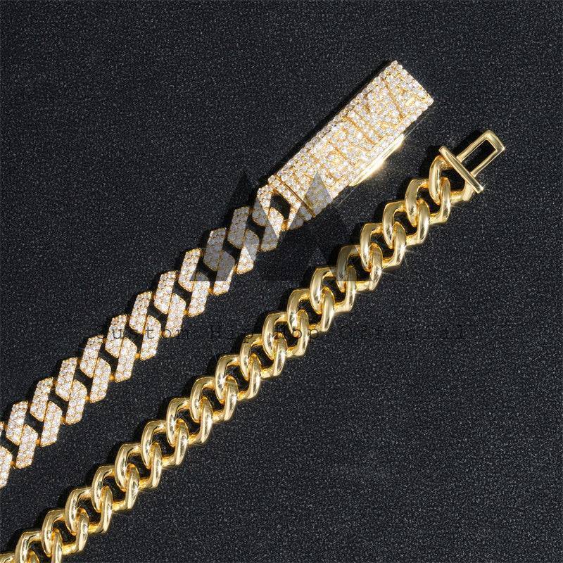 Hip hop jewelry featuring 10MM double link iced out Moissanite Cuban chain necklace with name on lock for rappers2