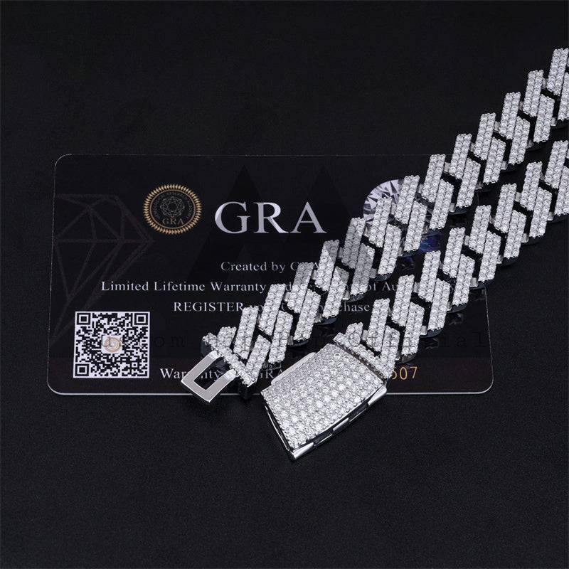 Sterling Silver 925 13MM Double Link Iced Out VVS Moissanite Cuban Link Chain Necklace hip hop jewelry1