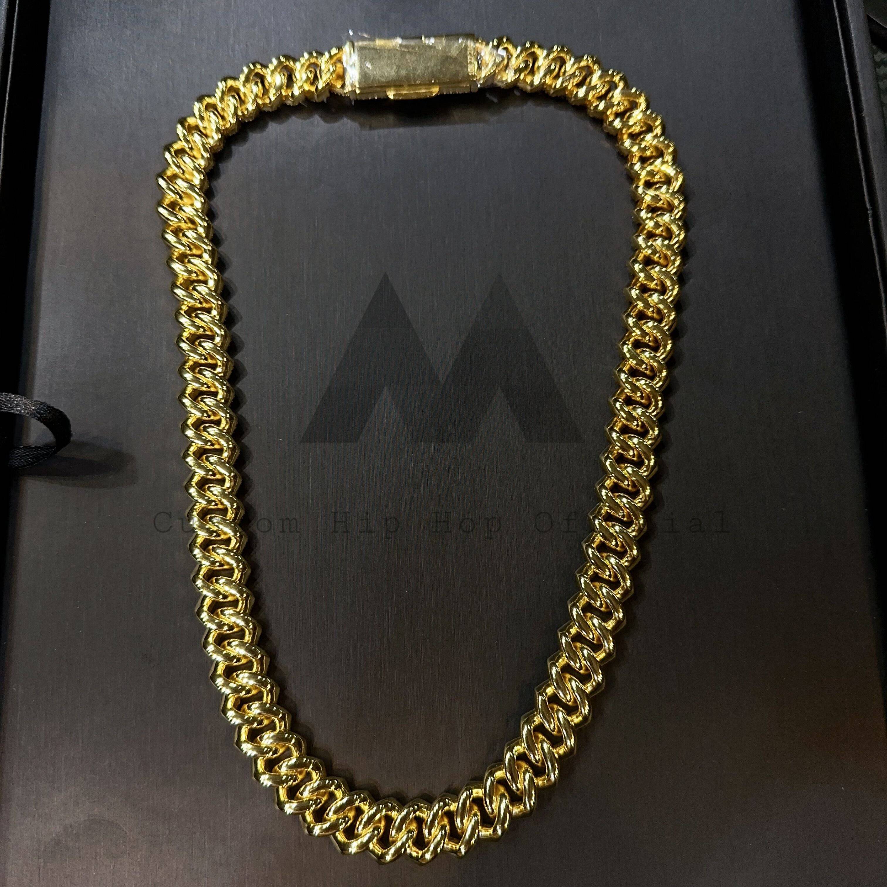 Hip Hop Iced Out 925 Silver Gold Plated 15MM 3 ROWS Cuban Chain With Moissanite Diamond Custom Lock