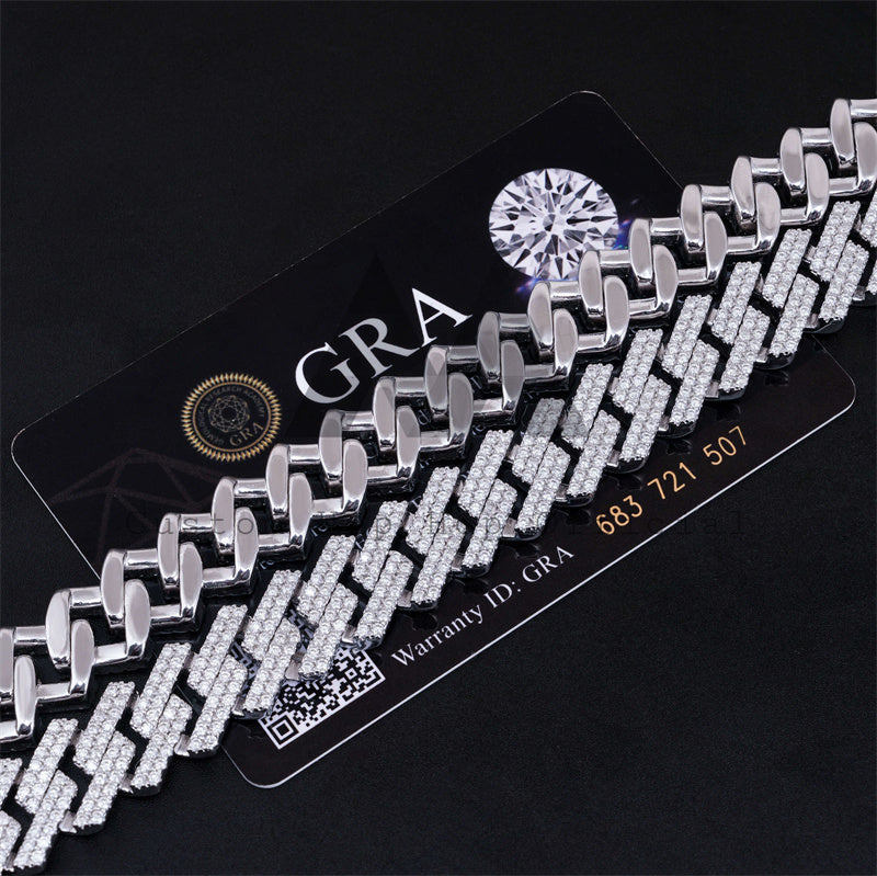 Sterling Silver 925 13MM Double Link Iced Out VVS Moissanite Cuban Link Chain Necklace