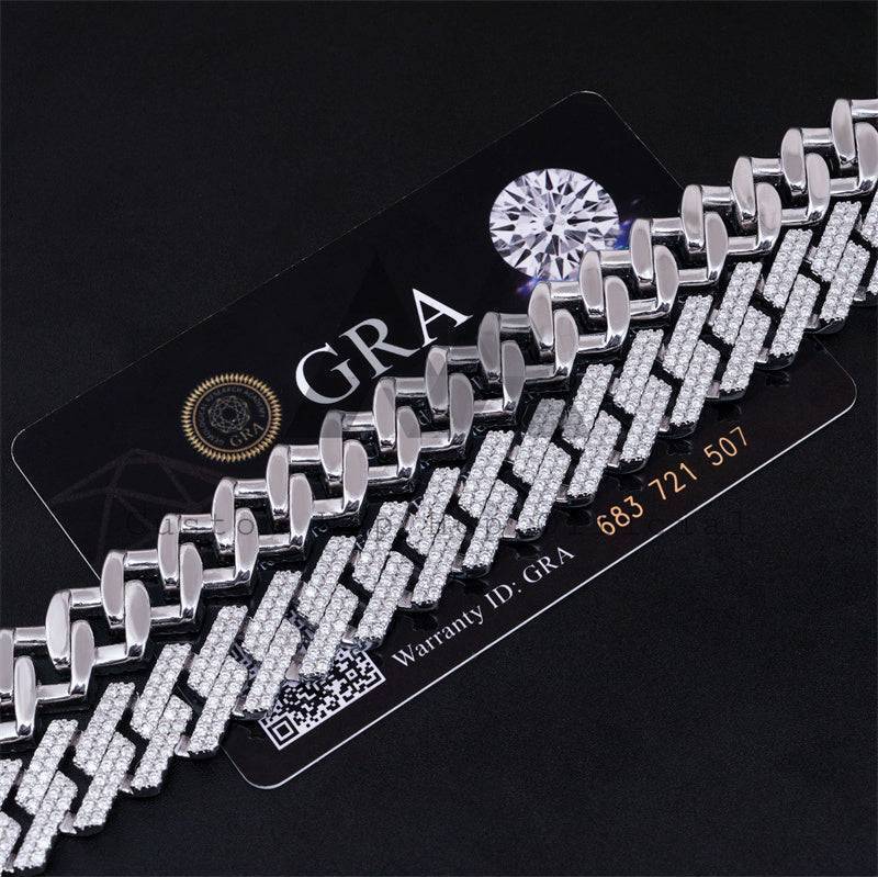 Sterling Silver 925 13MM Double Link Iced Out VVS Moissanite Cuban Link Chain Necklace hip hop jewelry3