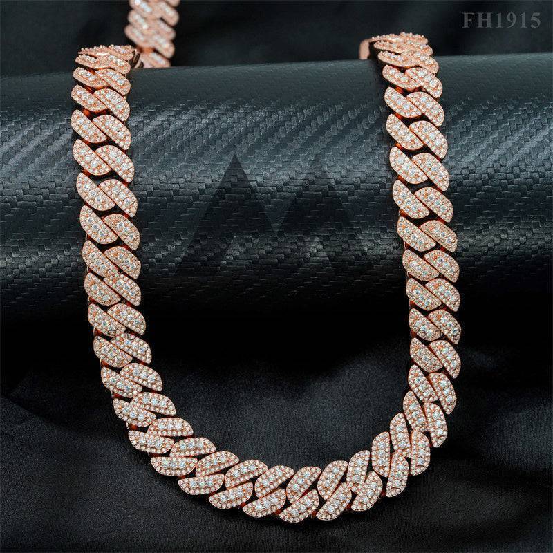 Gra Certificated Pass Diamond Tester Three Rows Link Iced Out Silver Moissanite Cuban Link Chain 13MM For Men Rapper Jewelry