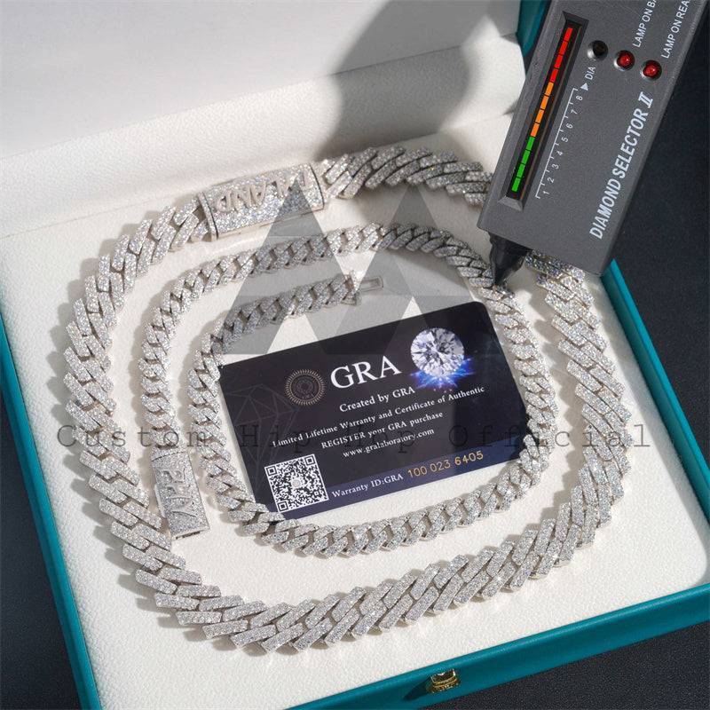 Personalized 925 Silver Moissanite Cuban Link Chain hip hop jewelry