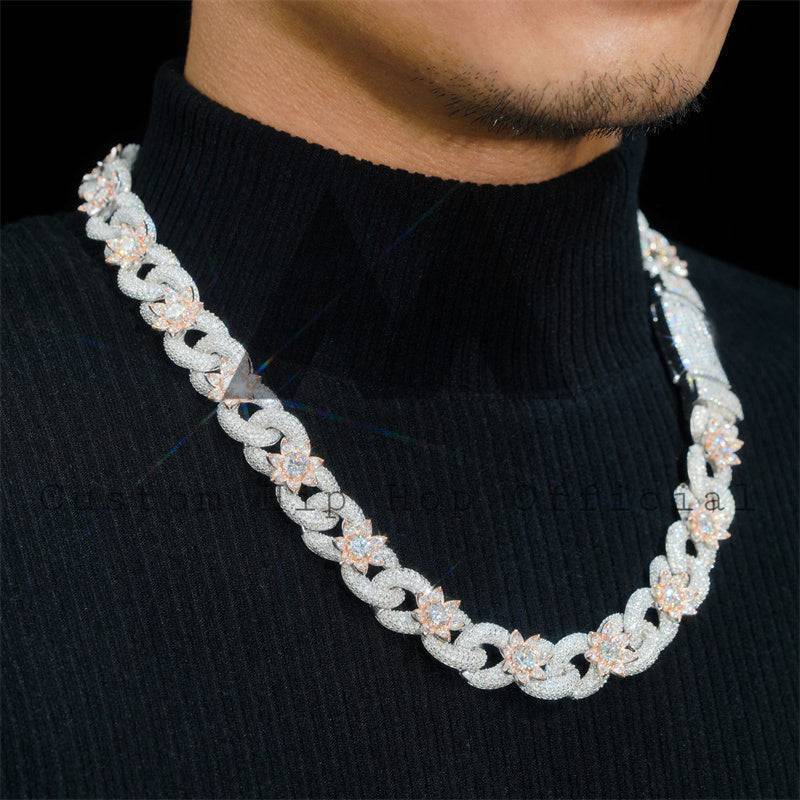 Hip hop jewelry featuring 18MM VVS Moissanite Diamond Cuban Link Chain