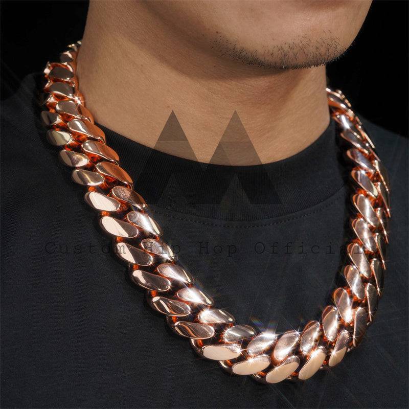 999 Silver 24MM Thick Cuban Chain hip hop jewelry with Moissanite Lock