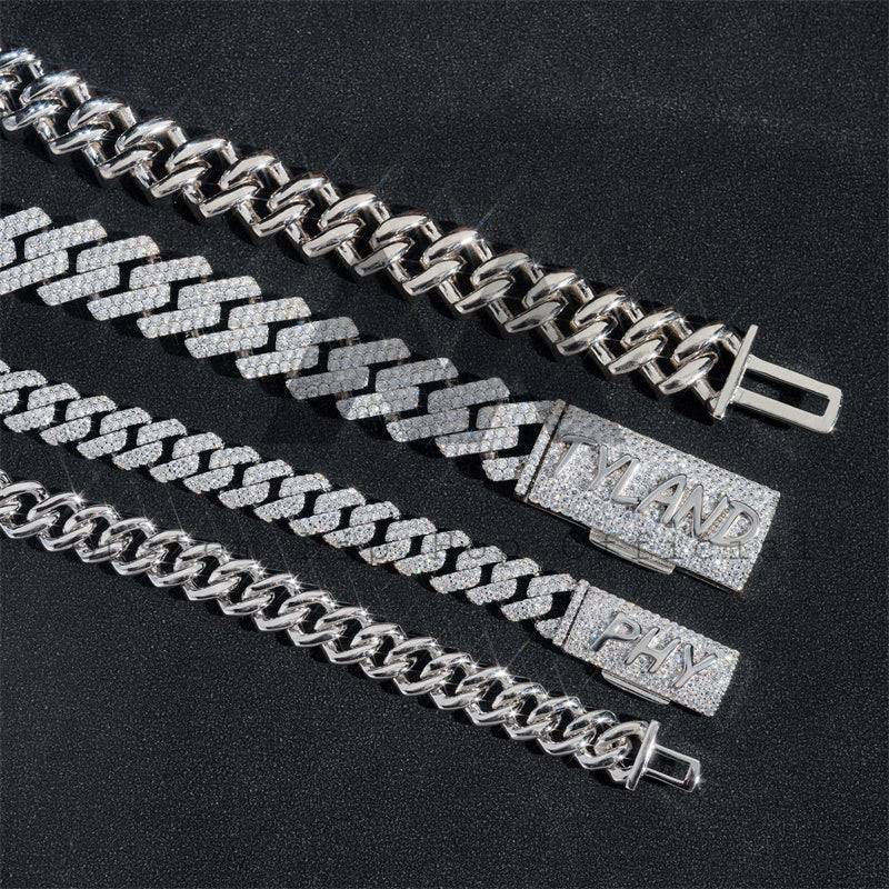 Personalized 925 Silver Moissanite Cuban Link Chain hip hop jewelry