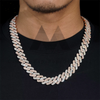 Hip hop jewelry featuring 15MM Two-Tone Baguette Cuban Chain with Iced Moissanite Diamonds