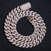 16MM Solid Silver Rose Gold Mix White Gold Plated Miami Cuban Link Chain Necklace Moissanite Diamond