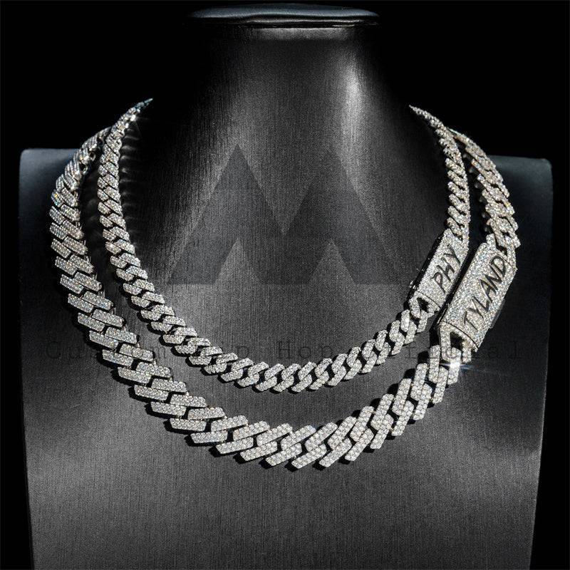 Personalized 925 Silver Moissanite Cuban Link Chain hip hop jewelry