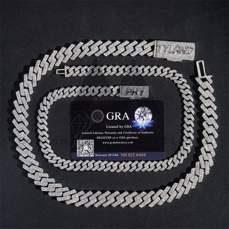 Personalized 925 Silver Moissanite Cuban Link Chain hip hop jewelry