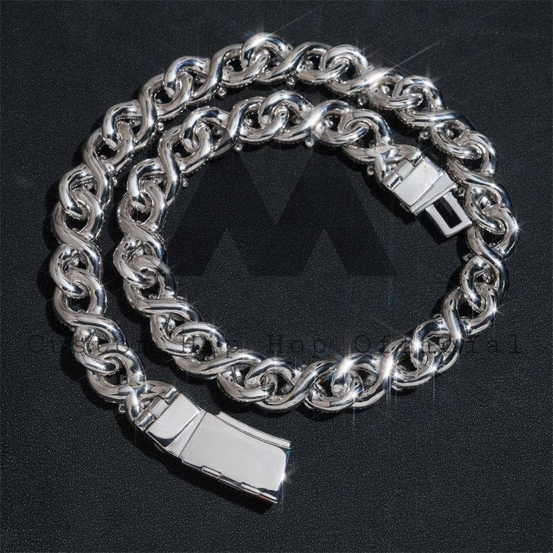 Hip hop jewelry featuring 18MM VVS Moissanite Diamond Cuban Link Chain