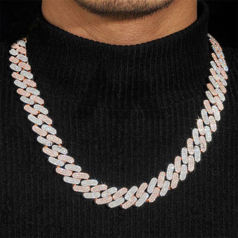 Miami Cuban Link Chain Silver 925 18MM Three Rows Iced Out Moissanite Diamond Hip Hop Jewelry2