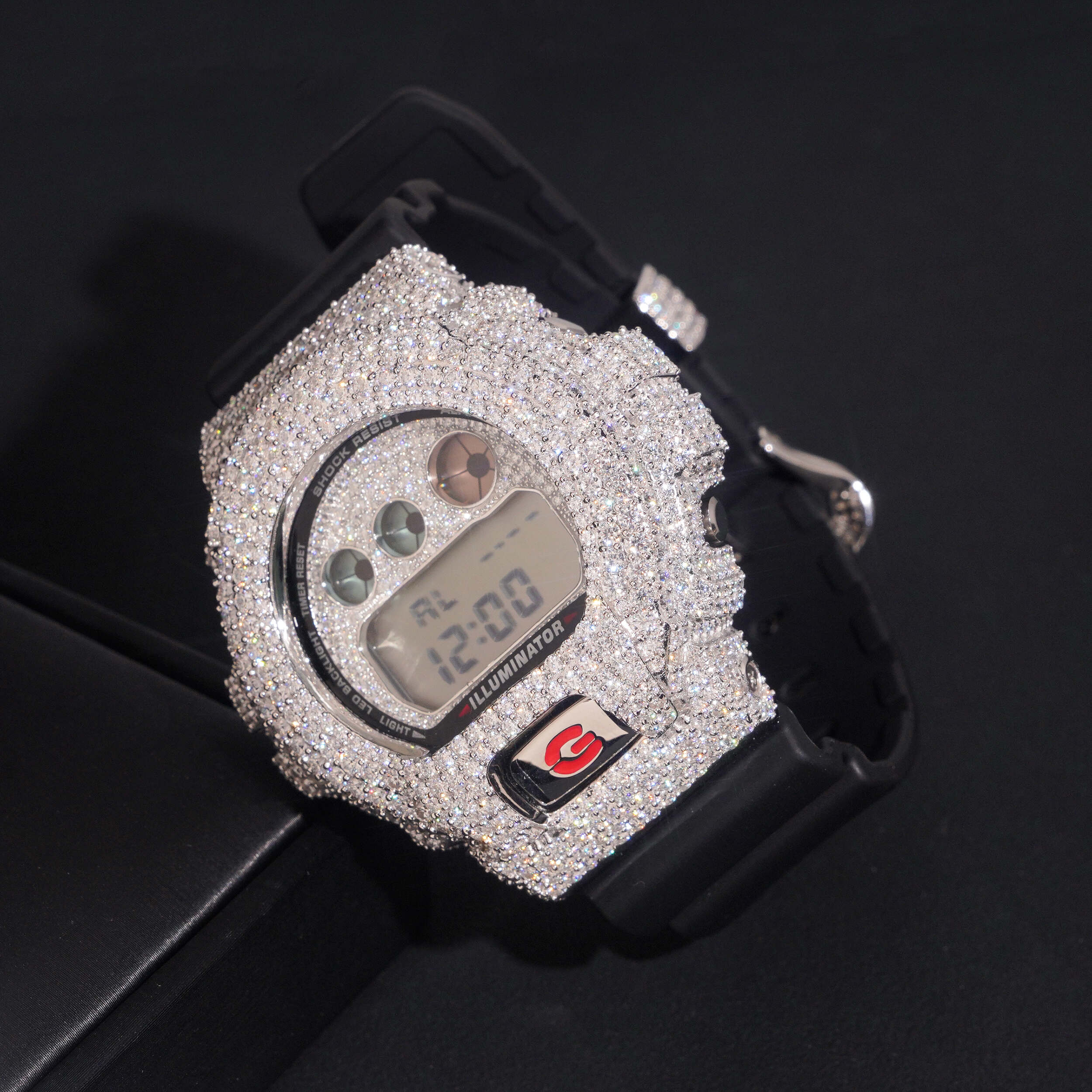 Custom G Shock Iced Out DW6900 Moissanite Watches Case 14K Gold