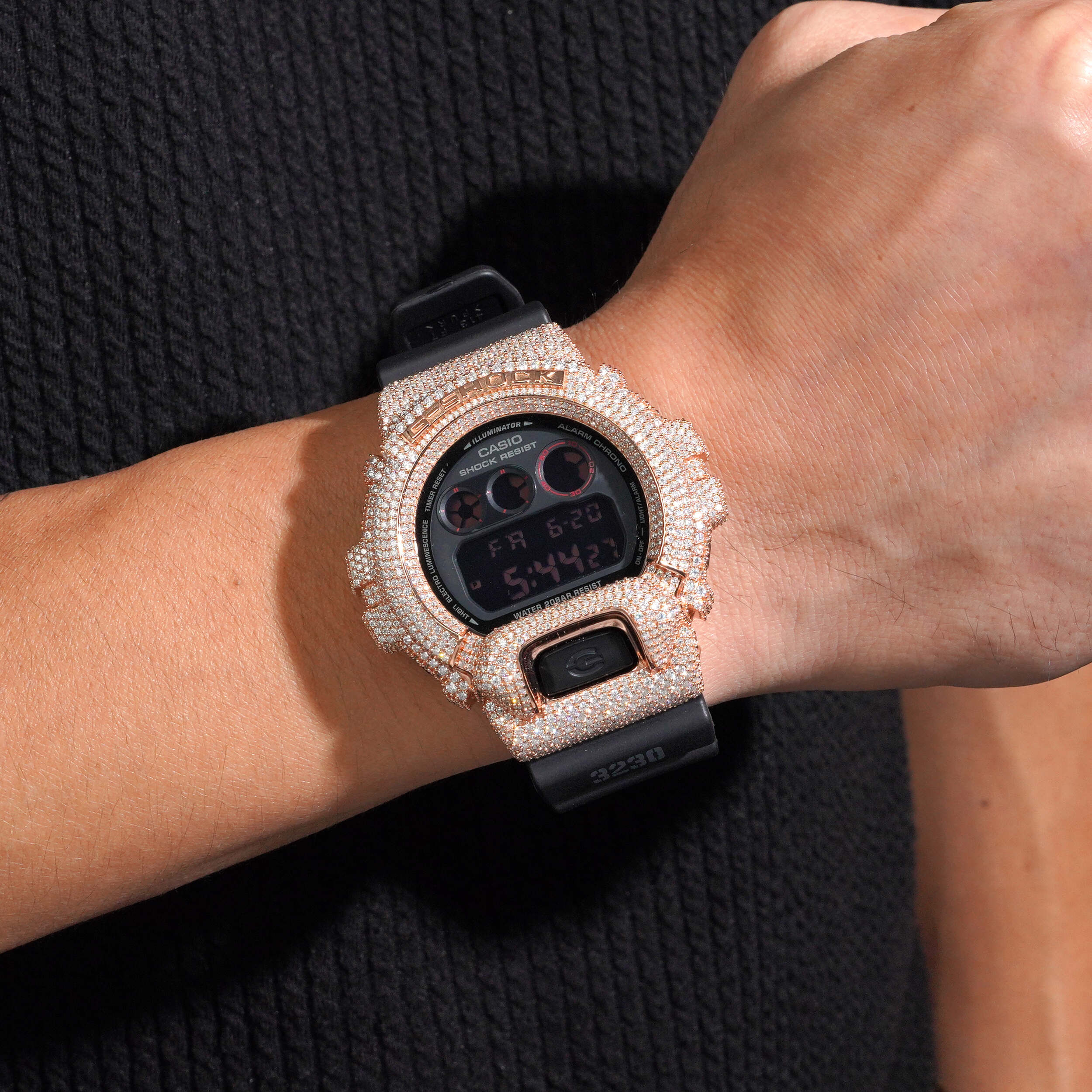 Custom Name G Shock DW6900 Moissanite Watches Case 14K Gold