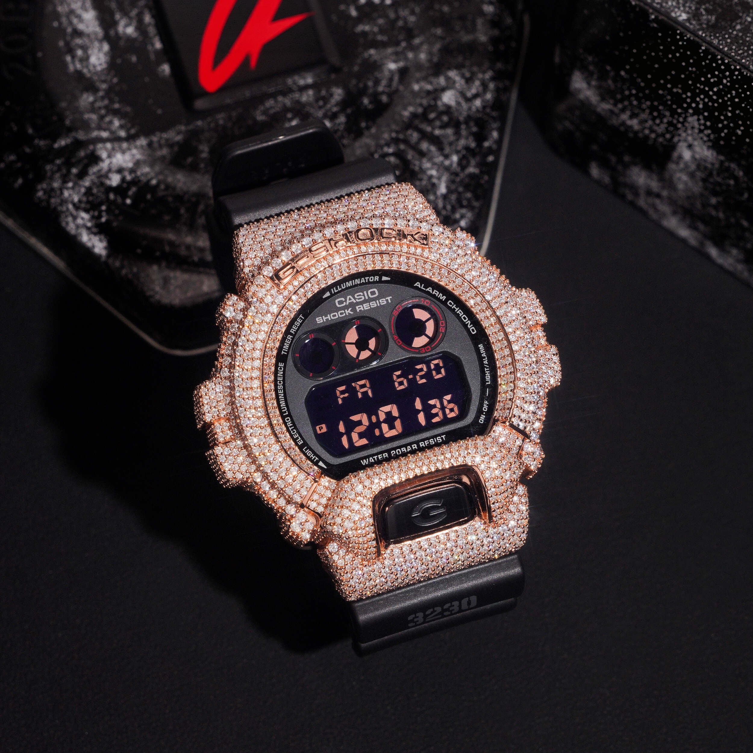 Custom Name G Shock DW6900 Moissanite Watches Case 14K Gold
