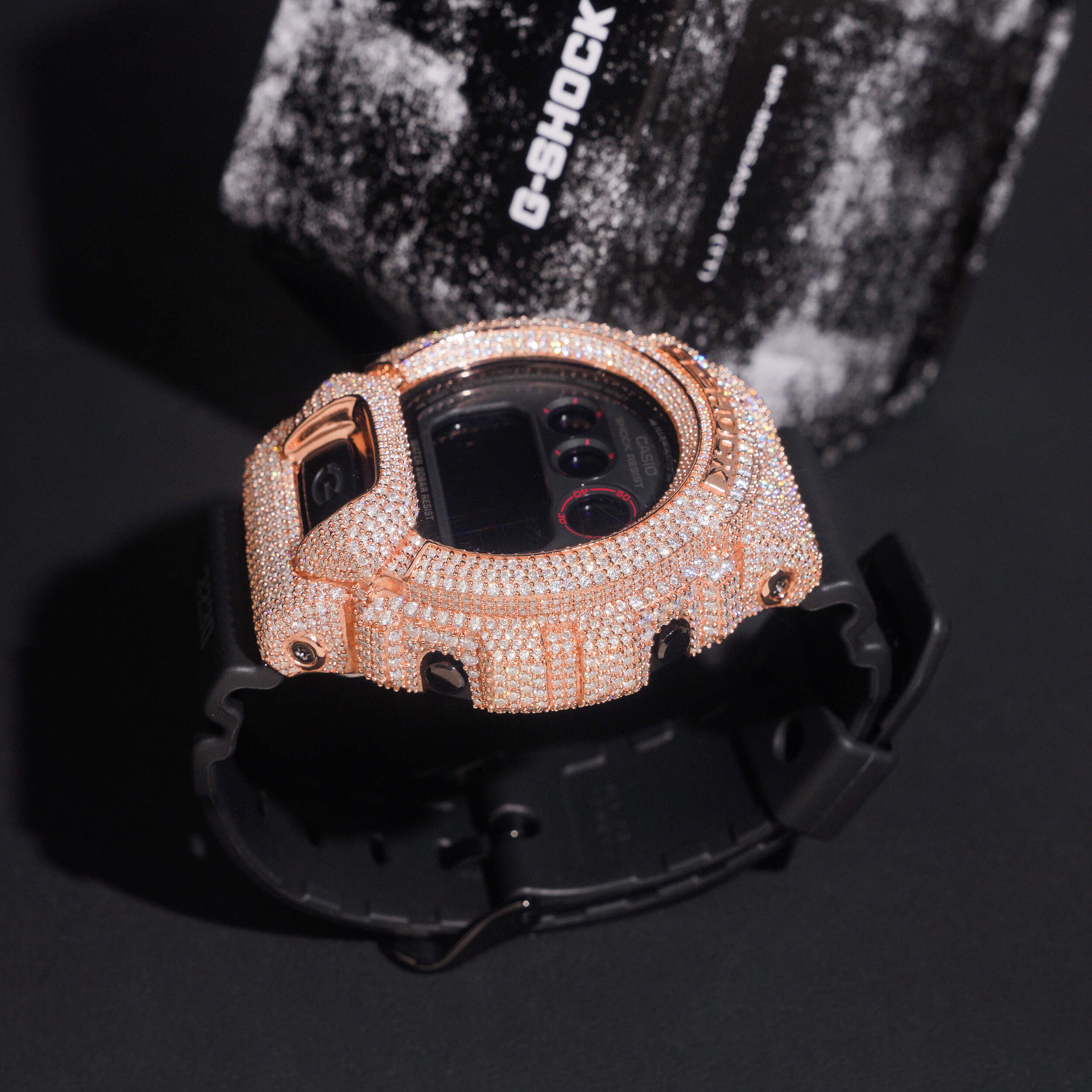 Custom Name G Shock DW6900 Moissanite Watches Case 14K Gold