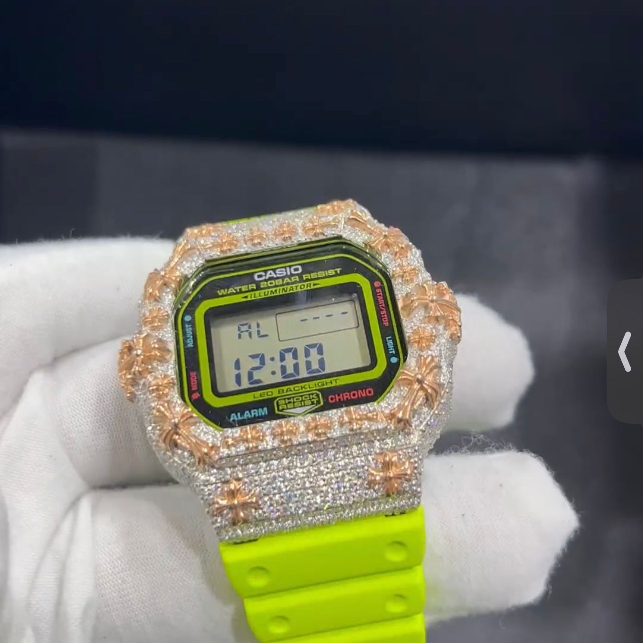 Custom Two Tone G Shock DW6900 Moissanite Watches Case 14K Gold