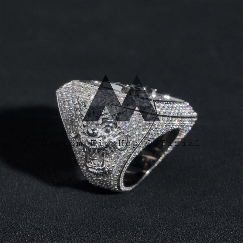 Pass Diamond Tester 35 мм, большое роскошное кольцо чемпионата по индивидуальному заказу с инициалами, полностью ледяное твердое серебро
