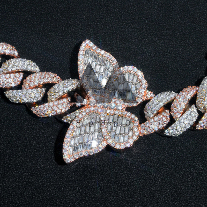 Vvs d cor moissanite diamantes congelados feito sob encomenda borboleta cubana corrente com nome letra inicial s pingente