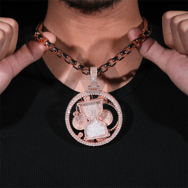 Rose Gold Rotating Iced Out 2.5" Custom Moissanite Hip Hop Pendant