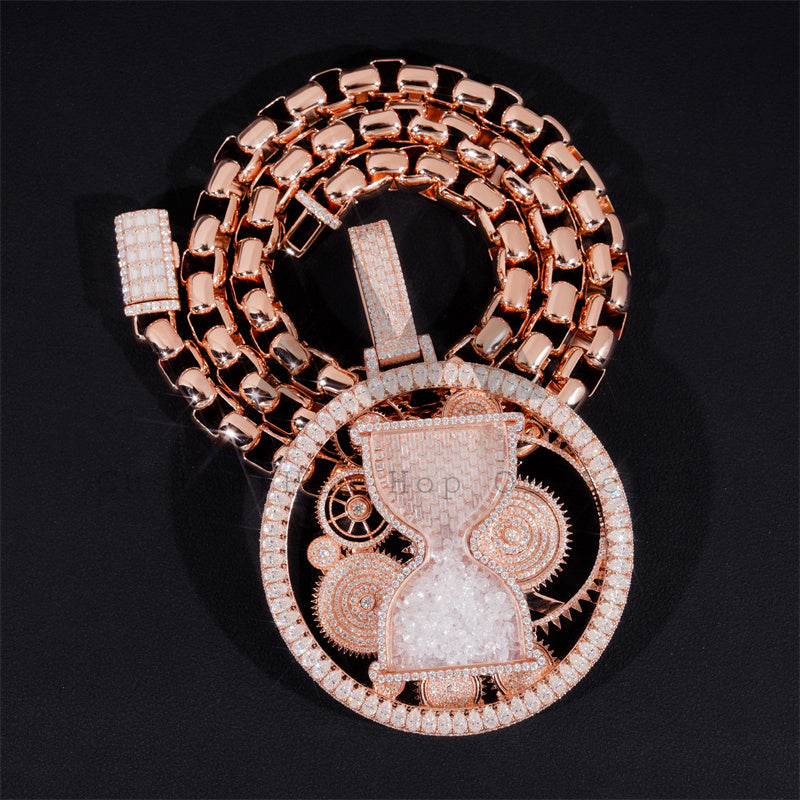 Rose Gold Rotating Iced Out 2.5" Custom Moissanite Hip Hop Pendant