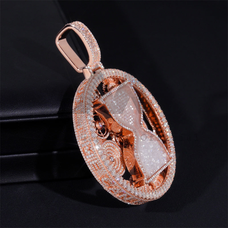 Rose Gold Rotating Iced Out 2.5" Custom Moissanite Hip Hop Pendant