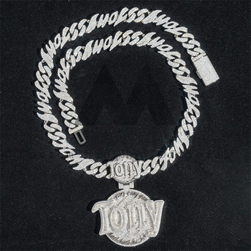 Custom Name Chain with Moissanite Diamonds, Hip Hop Rapper Jewelry, Buss Down Custom Made0