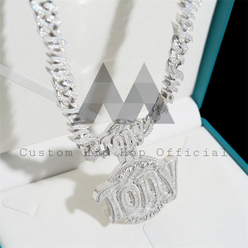 Custom Name Chain with Moissanite Diamonds, Hip Hop Rapper Jewelry, Buss Down Custom Made1