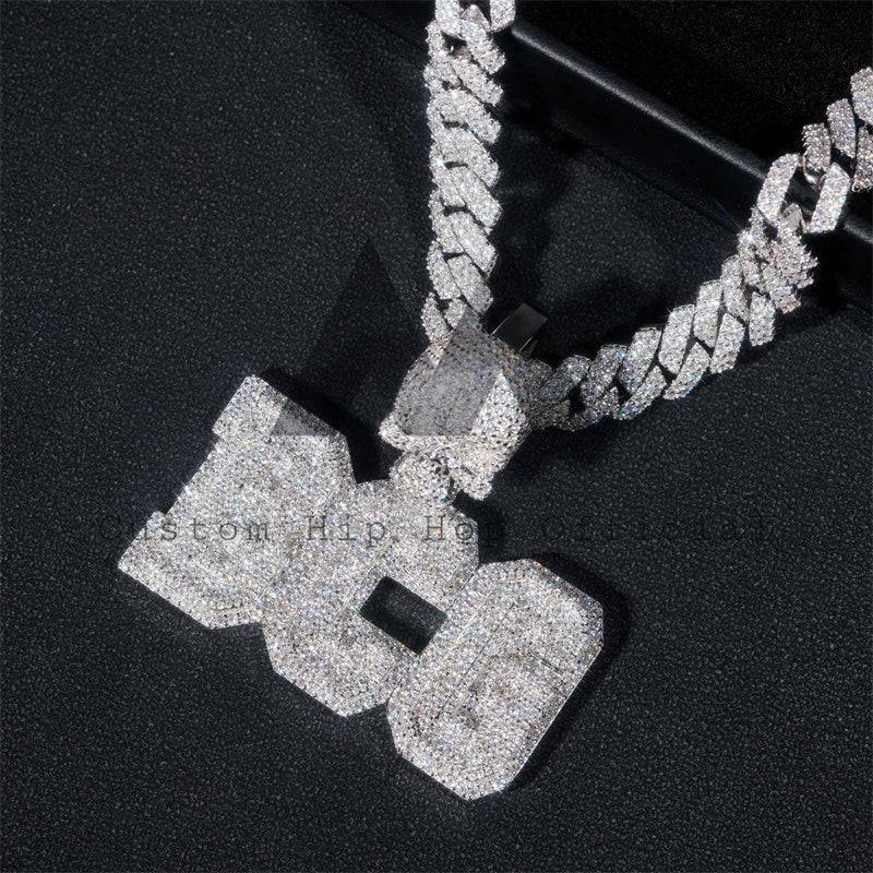 Iced Out Moissanite Diamond 2" Width Skull Bail Custom Name Pendant Fit For 10MM Cuban Chain