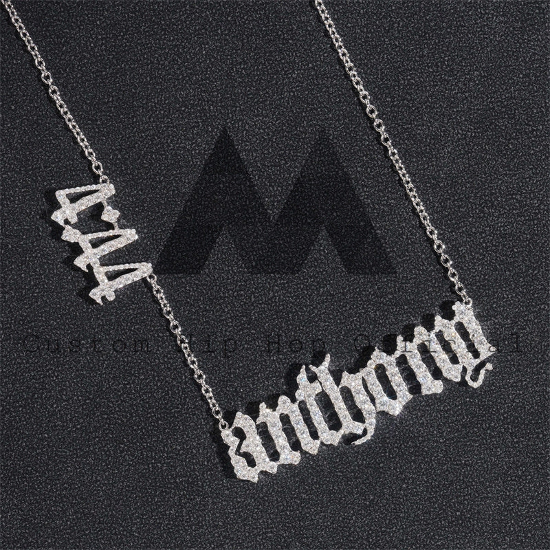Solid Silver 925 Men Fashion Custom Number With Name Link Chain With Moissanite Diamond Rapper Jewelry