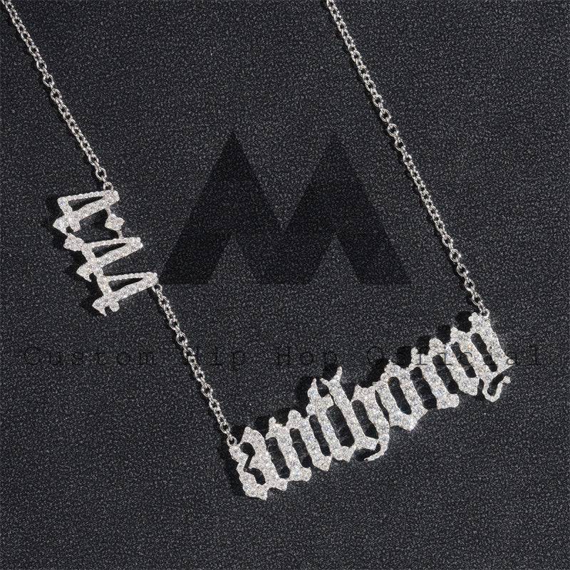 Solid Silver 925 hip hop jewelry with custom number and name link chain featuring Moissanite diamonds for men's fashion3