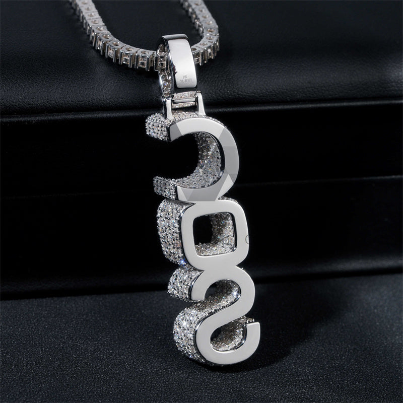 Custom Made 3 Letters Name Pendant with 10K 14K Gold Lab Diamond Mosaic Setting and Side Iced in Hip Hop Style0
