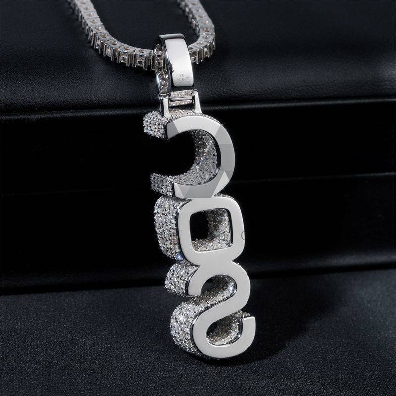 Custom Made 3-Letter Hip Hop Pendant in 10K/14K Gold with Lab Diamond Mosaic Setting and Side Icing0