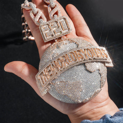 Hip Hop 3D Design Custom Made Iced Out VVS Moissanite Diamond Earth Pendant