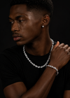 Solid Silver Men Jewelry Neklace 10MM Plain Rope Chain With Moissanite Lock